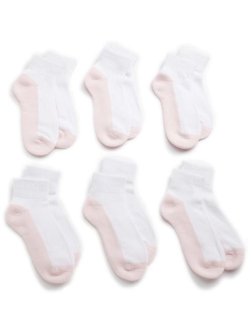 Jefferies Socks Girls' Little Sport Quarter Crew Socks Half Cushion 6 Pack