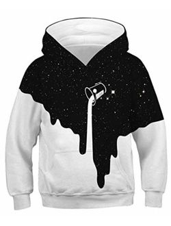 AIDEAONE Boys Girls 3D Print Casual Pullover Hoodies Hooded Sweatshirts Tops Blouse with Pocket Age 6-16