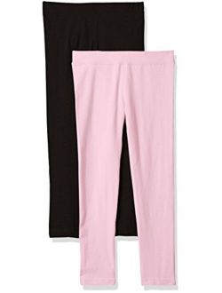 Clementine Apparel Big Toddler Girl Athletic Soft Stretch Pant Leggings 2 Pack