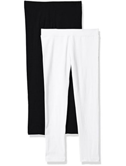Clementine Apparel Big Toddler Girl Athletic Soft Stretch Pant Leggings 2 Pack