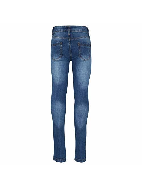 Kids Girls Skinny Jeans Denim Ripped Fashion Stretchy Mid Blue Pant Jegging 3-14