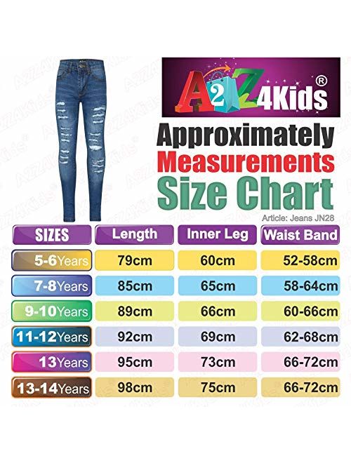 Kids Girls Skinny Jeans Denim Ripped Fashion Stretchy Mid Blue Pant Jegging 3-14