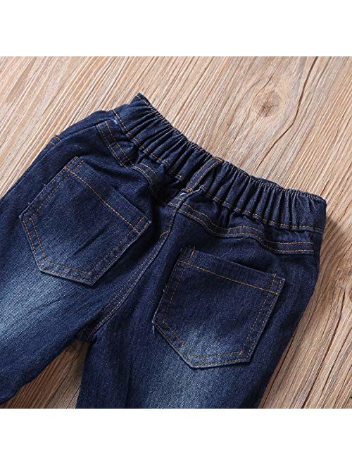 lheaio Little Girls BellBottoms Denim Pants Wide Leg Jeans Trousers 2-7Y