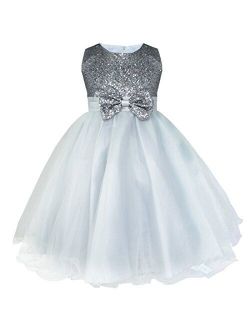 YiZYiF Kids Girls' Sequined Party Bridesmaid Flower Girl Dress Graduation Recital Gown