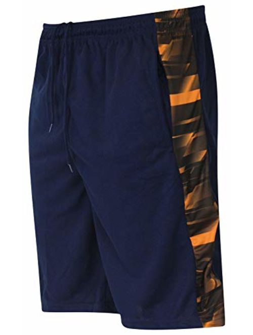 Real Essentials Boys' 5-Pack Mesh Active Athletic Performance Basketball Shorts with Pockets