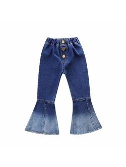 Danmeifu Kid Toddler Little Girls Denim Jeans Bell Bottom Flare Pants Trousers