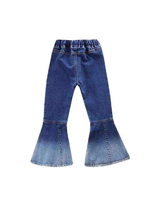 Danmeifu Kid Toddler Little Girls Denim Jeans Bell Bottom Flare Pants Trousers
