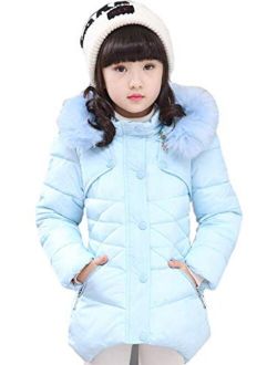 Girl's Winter Coats,Girl Winter Jacket Puffer Quilted Coats Outerwear Cotton Lightweight Hooded Winter Coats
