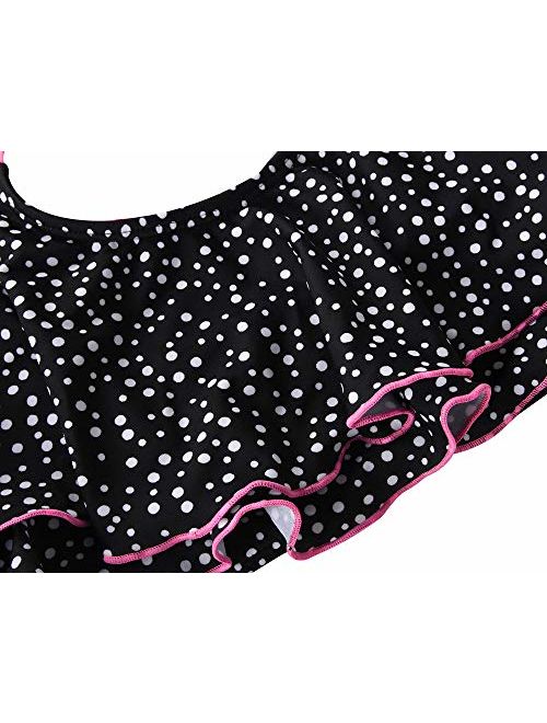 Hilor Girl's Bikini Swimsuits Ruffle Flounce Two Piece Beach Swimwear Tankini Set