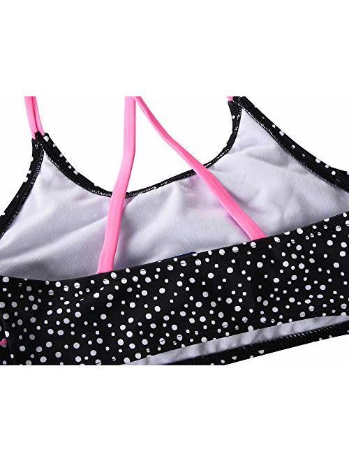 Hilor Girl's Bikini Swimsuits Ruffle Flounce Two Piece Beach Swimwear Tankini Set