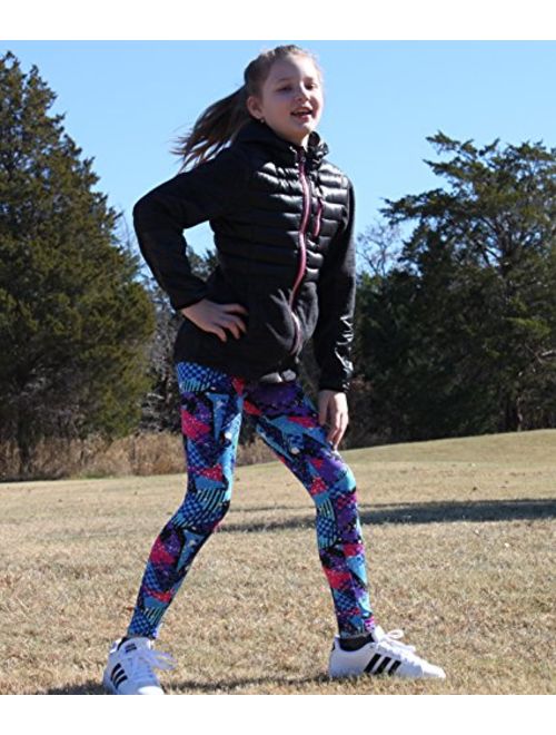 Syleia Girl Leggings High Rise Red&Blue Triangles and Black