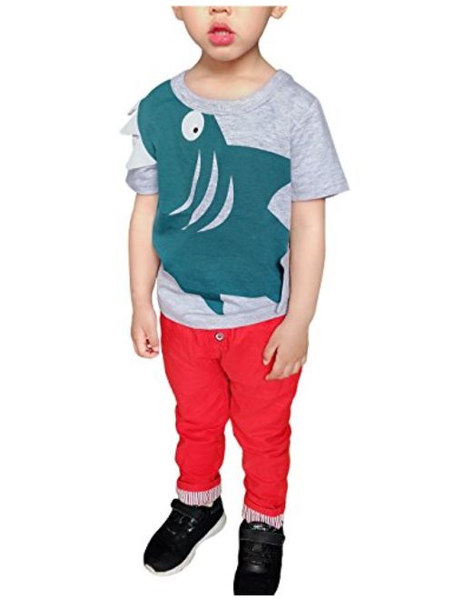EULLA Little Boys T Shirts Toddler Boy Clothes Elephant Long Short Sleeve Pullover Sweatshirts Cartoon Tee for Kids