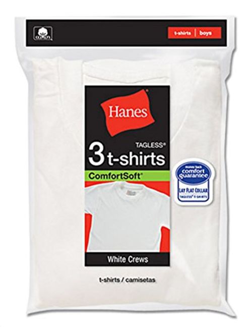Hanes Boys Red Label P3 White Crew Neck T-Shirts (TB2133)
