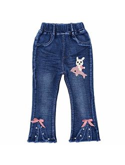 Peacolate 3-7T Infant Little Kids Girls Embroidery Jeans Denim Pants