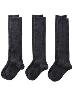 CLASSROOM Big Girls_ Uniform Cable Knee Hi Socks - 3 Pack