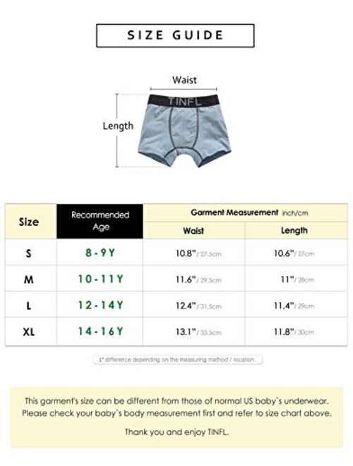 TINFL 8-16Y Big Boys 100% Cotton Breathable Boxer Briefs 2/4/5/6 Pack Wide Band Underwear Set