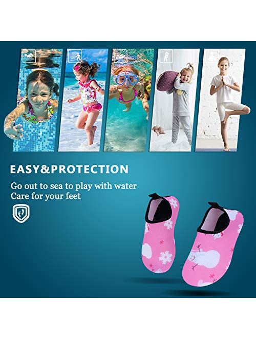 WXDZ Boys Girls Water Shoes Swim Shoes Quick Drying Barefoot Aqua Socks for Kids Beach Pool