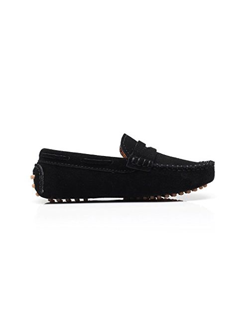 Shenn Boys' Cute Slip-On Suede Leather Loafers Shoes S8884