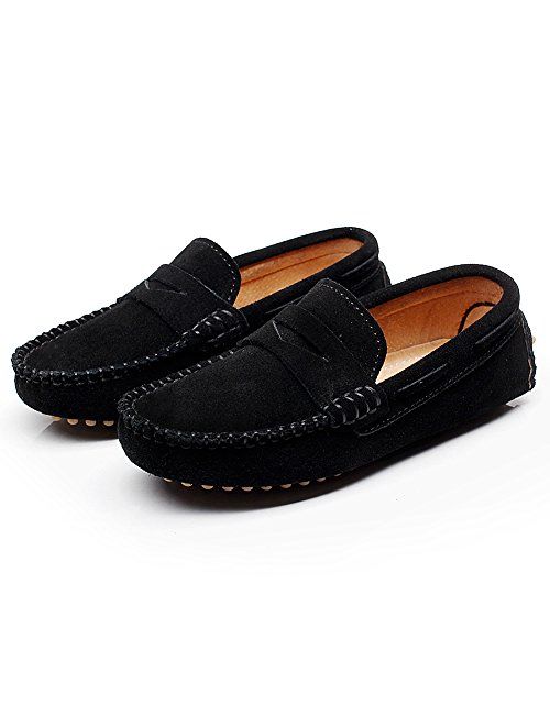 Shenn Boys' Cute Slip-On Suede Leather Loafers Shoes S8884