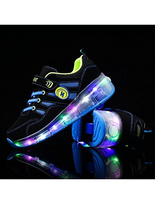 Ufatansy CPS LED Fashion Sneakers Kids Girls Boys Light Up Wheels Skate Shoes Comfortable Mesh Surface Roller Shoes Christmas Day Best Gift