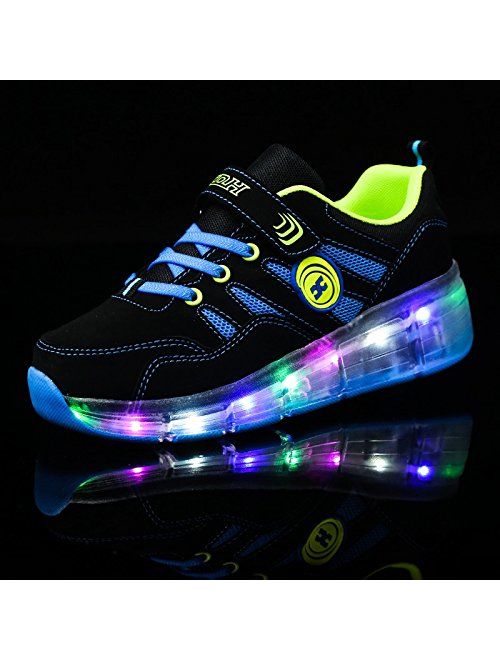 Ufatansy CPS LED Fashion Sneakers Kids Girls Boys Light Up Wheels Skate Shoes Comfortable Mesh Surface Roller Shoes Christmas Day Best Gift