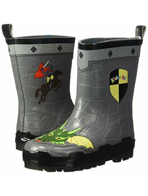 Kidorable Dragon Knight Grey Natural Rubber Rain Boots With A Pull On Heel Tab (Big Kid)