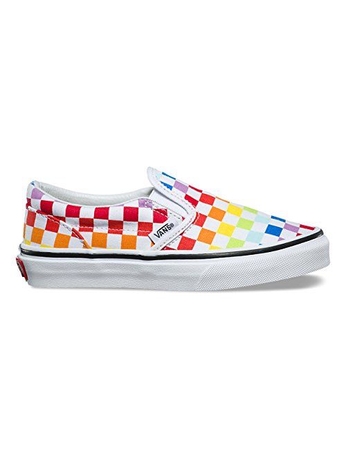 Vans Kids K Clasic Slip ON Checkerboard Rainbow White Size 4