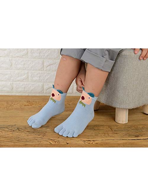 TESOON Cartoon Pattern Cotton Toe Socks Kids-Children 5 Pairs