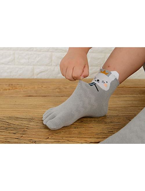 TESOON Cartoon Pattern Cotton Toe Socks Kids-Children 5 Pairs
