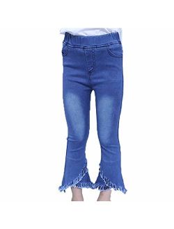 Peacolate 4-10Years Infant Big Girls Kids Bell-Bottoms Jeans Denim Pants