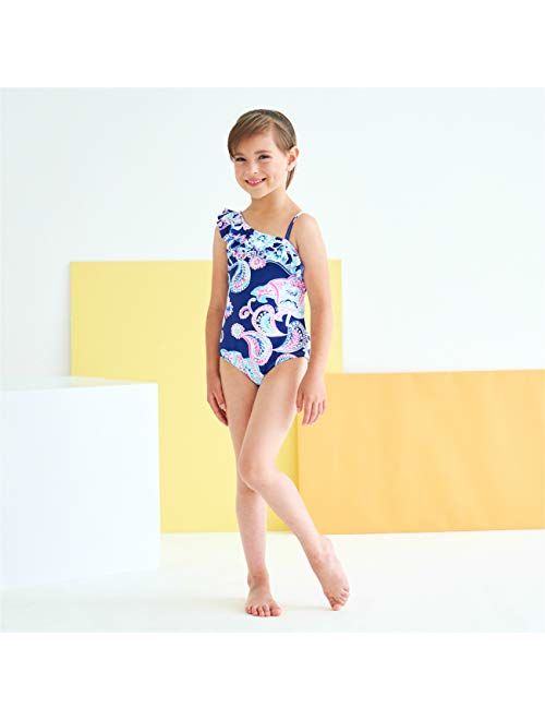 Girls One Piece Bathing Suits Long Sleeve Zipper Swimsuits UPF 50+/Sun Protection Rash Guard