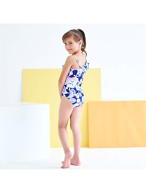 Girls One Piece Bathing Suits Long Sleeve Zipper Swimsuits UPF 50+/Sun Protection Rash Guard