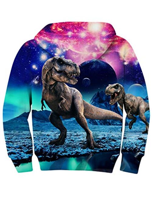 uideazone Boys Girls 3D Graphic Printed Sweatshirts Long Sleeve Cotton Pullover Hoodies with Pocket 3-16Y
