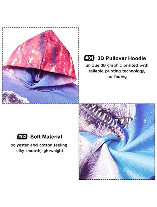 uideazone Boys Girls 3D Graphic Printed Sweatshirts Long Sleeve Cotton Pullover Hoodies with Pocket 3-16Y