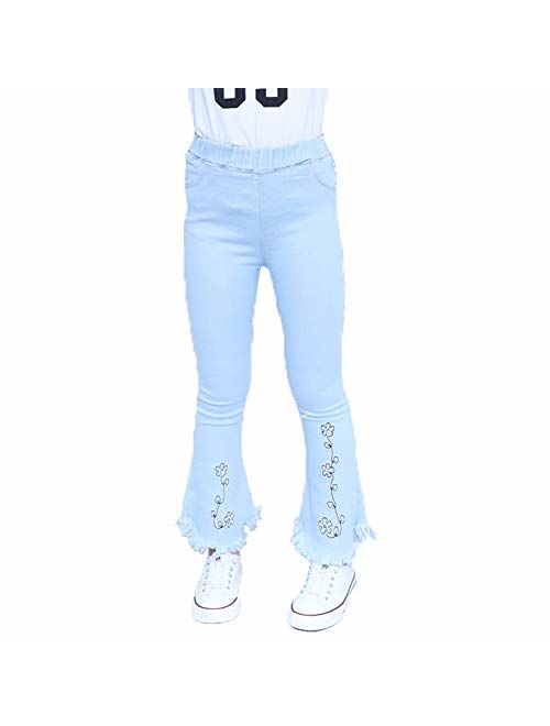 Peacolate 4-10Years Infant Big Kids Girls Embroidery Jeans Denim Pants