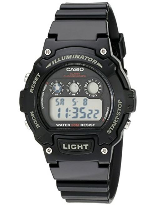 Casio Unisex W-214HC-1AVCF Classic Digital Display Quartz Black Watch