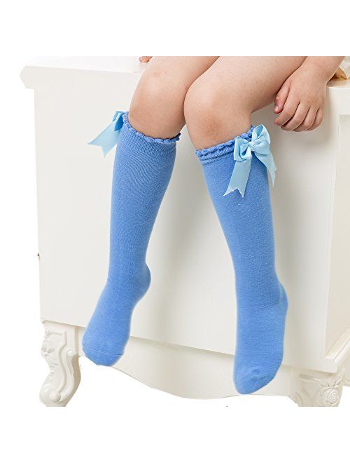 Pettigirl Girls Stretch Handmade Knee High Bow Sock Boutique