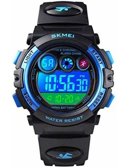 Kids Sports Watch, Multi Function Digital Kids Watches Waterproof LED Light Wristwatches for Boys Girls (Black)