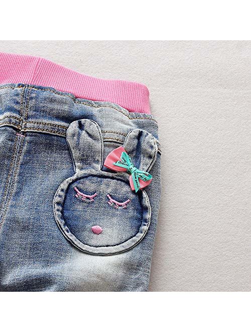 Peacolate 3-7T Infant Little Kids Girls Embroidery Jeans Denim Pants 