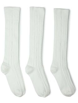 Jefferies Socks Girls' Classic Cable Knee High (Pack of 3)