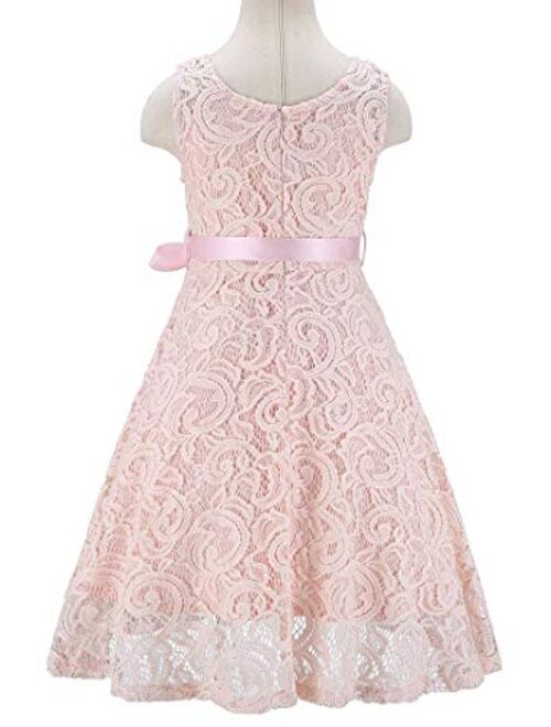 Bow Dream Lovely Lace V-Neck Sleeveless Flower Girl Dress
