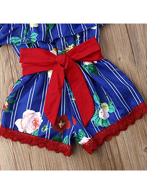 DuAnyozu Toddler Little Baby Girls Off-Shoulder Strap Rompers Jumpsuits Overalls One Piece Outfit Summer Clothes