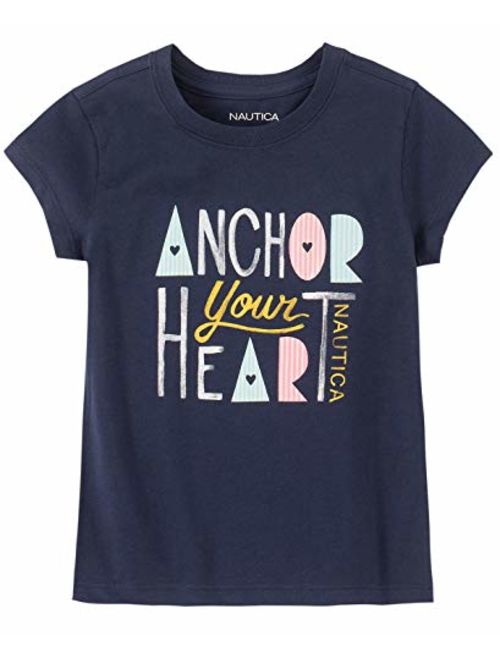 Nautica Girls' Short Sleeve Graphic Tee Shirt