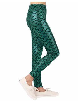 HDE Girl's Shiny Fish Scale Mermaid Leggings Stretch Metallic Tights (4T-12)