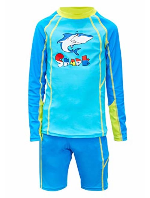 Happy Cherry Kids Rash Guard Sets Two Piece Long Sleeve Cartoon Swimwear 