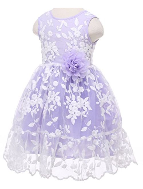 Bow Dream Rustic Bridesmaid Lace Sleeveless Flower Girl Dress