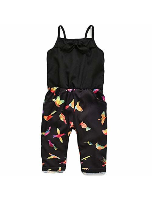 Toddler Girl Floral Jumpsuit Off Shoulder Flower Print Romper Bodysuit Long Pants Suit Outfits Clothes