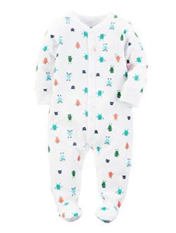 Baby Boys' Cotton Zip-Up Sleep & Play (3 Months, Little Monsters)