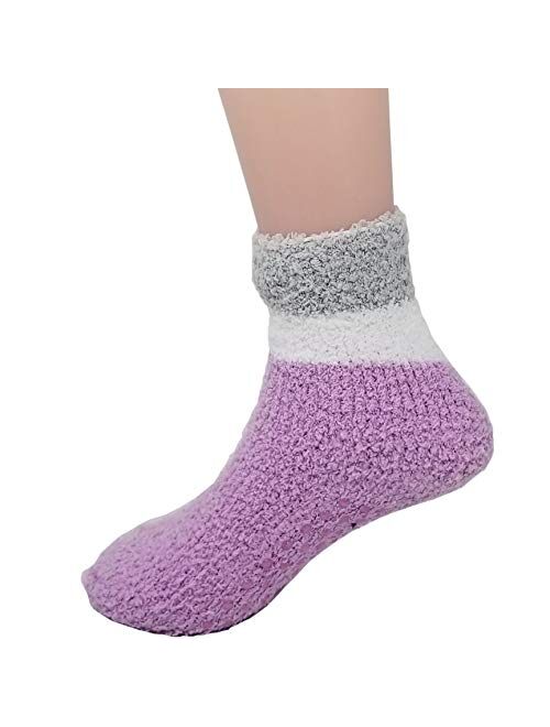 Fuzzy Socks For Kids Toddlers Non Skid Slipper Socks With Grips 6 Pairs