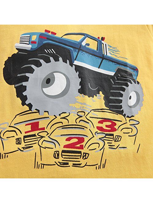HowJoJo Big Boys Long Sleeve Cotton T-Shirts Excavator Shirt Graphic Tees Gray 7T